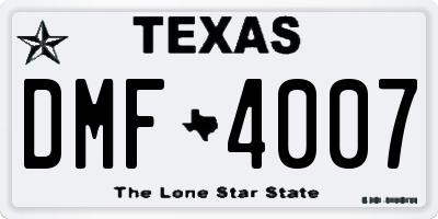 TX license plate DMF4007