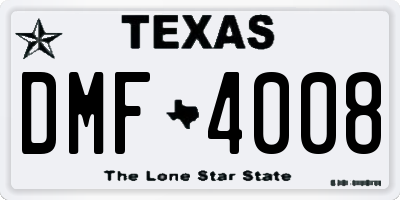 TX license plate DMF4008
