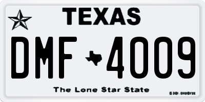TX license plate DMF4009