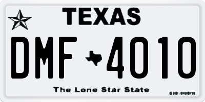 TX license plate DMF4010
