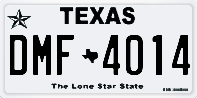 TX license plate DMF4014