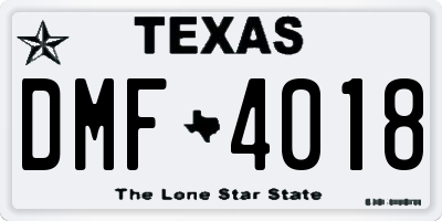 TX license plate DMF4018