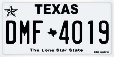 TX license plate DMF4019