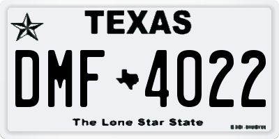 TX license plate DMF4022