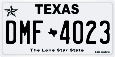 TX license plate DMF4023