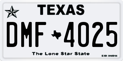 TX license plate DMF4025