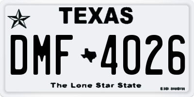TX license plate DMF4026