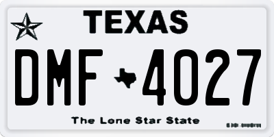 TX license plate DMF4027