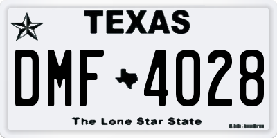 TX license plate DMF4028