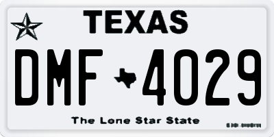 TX license plate DMF4029