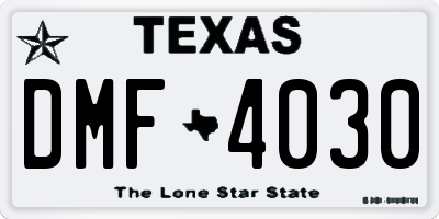 TX license plate DMF4030