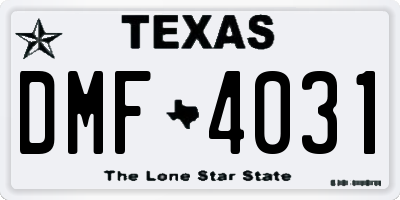 TX license plate DMF4031