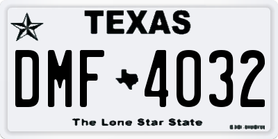 TX license plate DMF4032