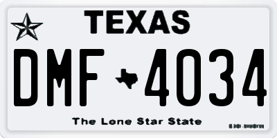 TX license plate DMF4034