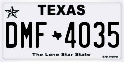 TX license plate DMF4035