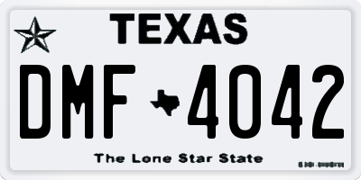 TX license plate DMF4042