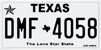 TX license plate DMF4058