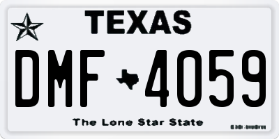 TX license plate DMF4059