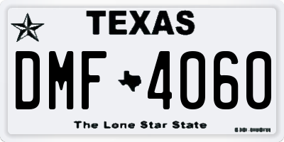 TX license plate DMF4060