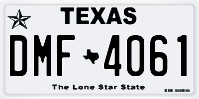 TX license plate DMF4061