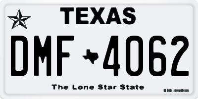 TX license plate DMF4062
