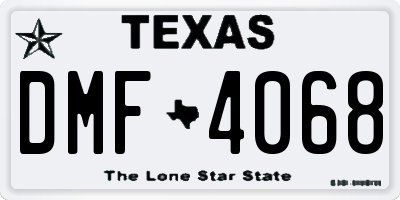 TX license plate DMF4068