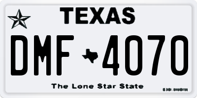 TX license plate DMF4070