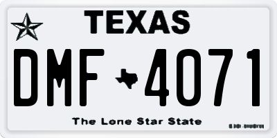 TX license plate DMF4071