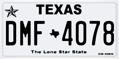TX license plate DMF4078