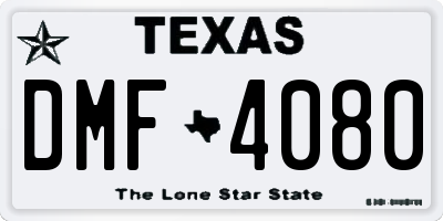 TX license plate DMF4080
