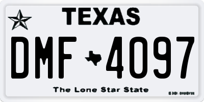 TX license plate DMF4097