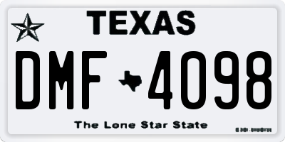 TX license plate DMF4098
