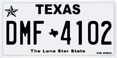 TX license plate DMF4102