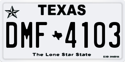 TX license plate DMF4103