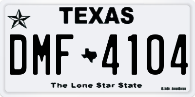 TX license plate DMF4104