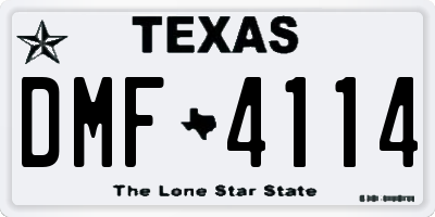 TX license plate DMF4114