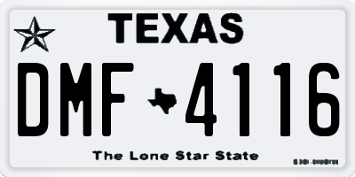 TX license plate DMF4116