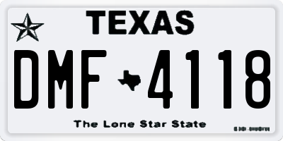 TX license plate DMF4118
