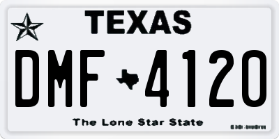 TX license plate DMF4120