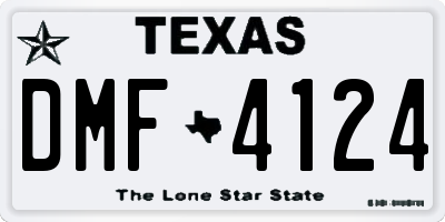 TX license plate DMF4124