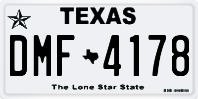 TX license plate DMF4178