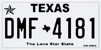 TX license plate DMF4181
