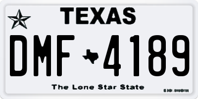 TX license plate DMF4189