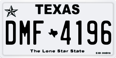 TX license plate DMF4196