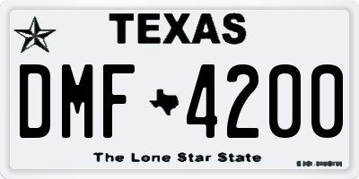 TX license plate DMF4200