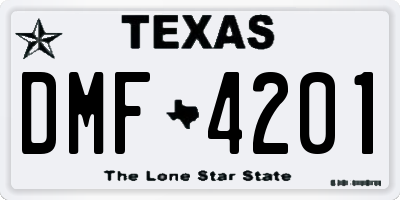 TX license plate DMF4201
