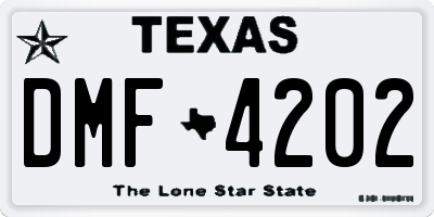 TX license plate DMF4202