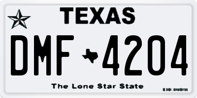 TX license plate DMF4204