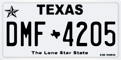 TX license plate DMF4205