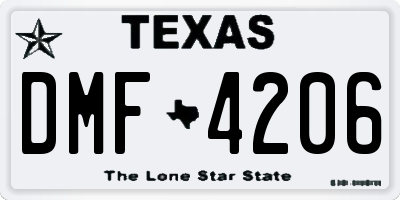 TX license plate DMF4206